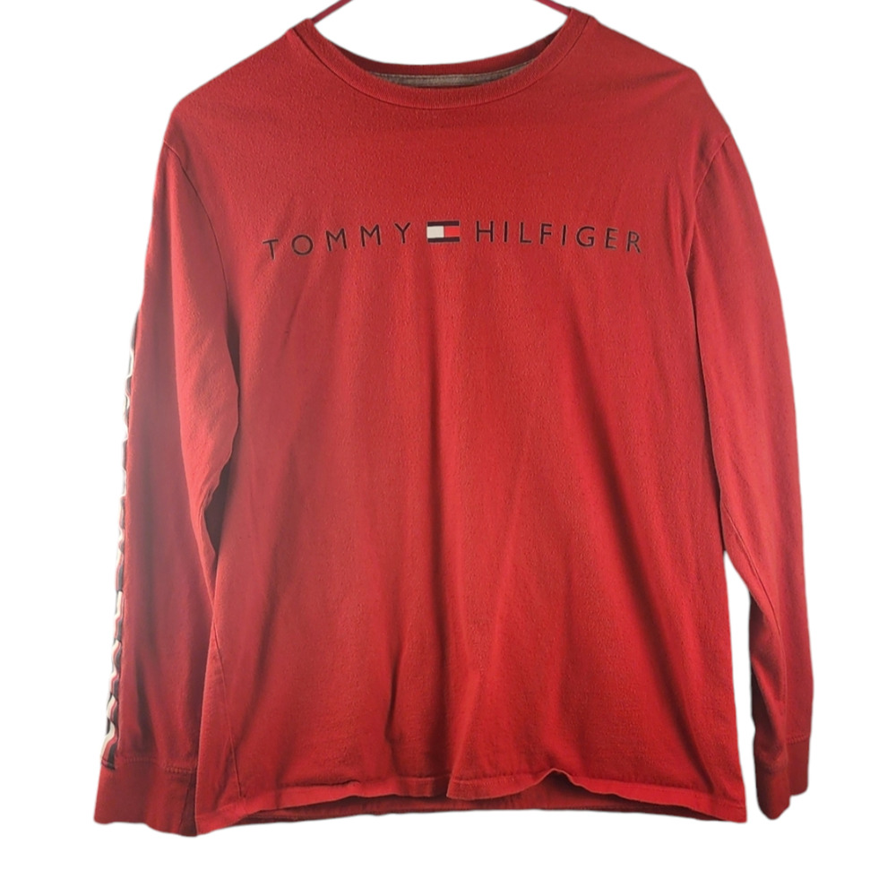 Tommy Hilfiger Logo Long Sleeve Red Shirt Women's Size Medium
